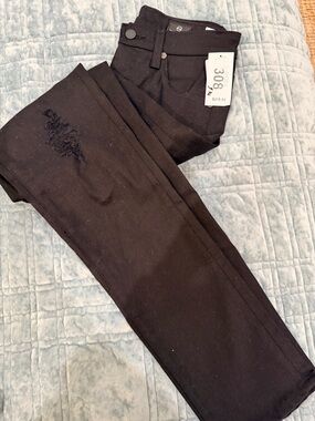 AG Adriano Goldschmied Black Slim Chinos with Subtle Distress